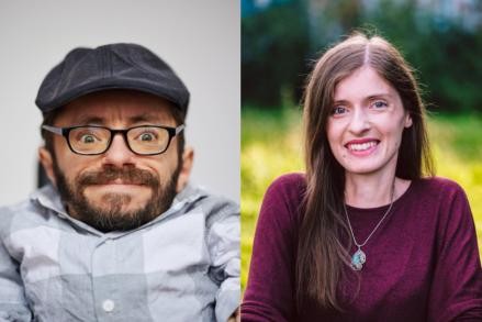 Raul Krauthausen (links, (c)Anna Spindelndreier), Adina Hermann (rechts, (c) Andi Weiland) Raul Krauthausen und Adina Hermann