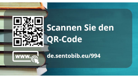 QR-Code zur Sentobib-Bibliotheksumfrage mit dem Text: Scannen Sie den QR-Code